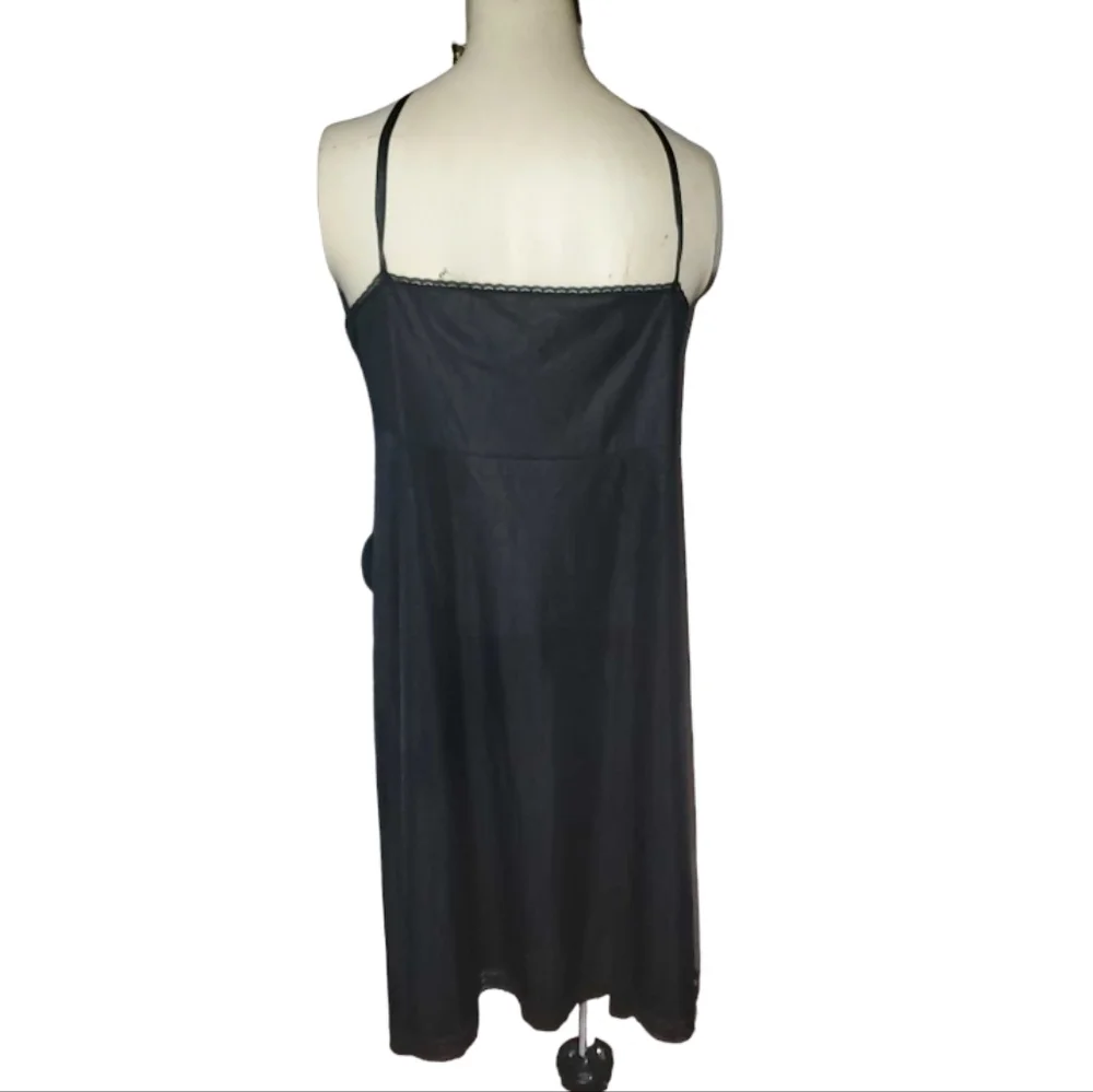 Vintage Vanity Fair Black Dress Slip Lingerie Sexy Soft Nylon Size 42 - Picture 2 of 5